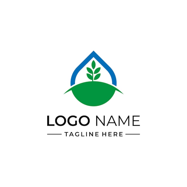 green drop logo design template elements