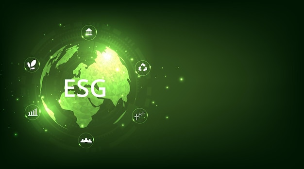 Green earth ESG icon for Environment Social and Governance