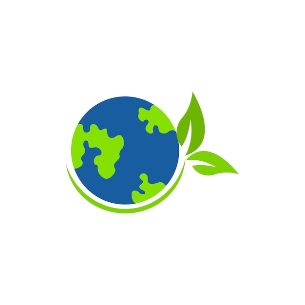 Green earth logo with a leaf