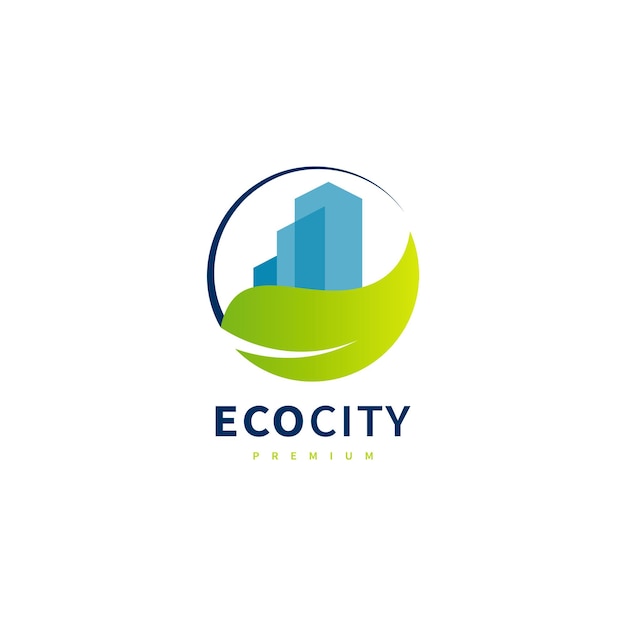 Vector green eco city logo design illustration 4