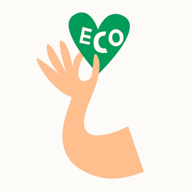 Green eco heart in hand Environment saving protecting earth concept Eco friendly set