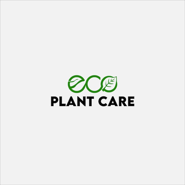 Green eco plant care logo vector design template