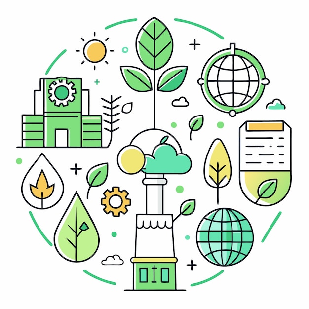 Green EcoFriendly Circular Design Illustration