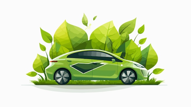 Green Ecology Car Concept World Vector Illustration