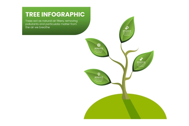 Vector green ecology leaf tree infographics ecology sustainable development friendly concept save energy