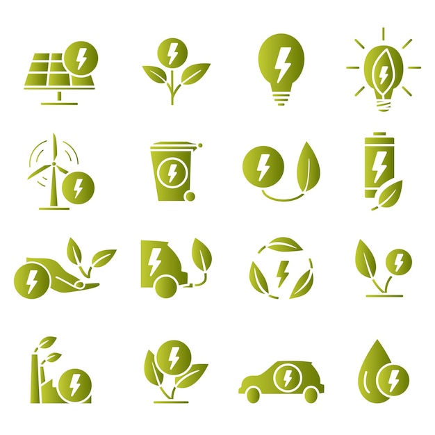 Green ecology symbols Eco friendly related icons Solar wind water and other clean energy