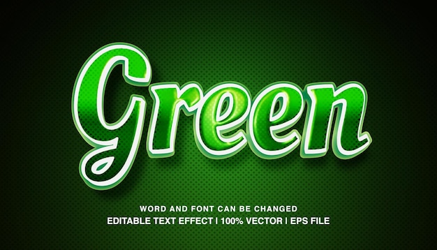 Green editable text effect template 3d bold glossy neon light futuristic style typeface