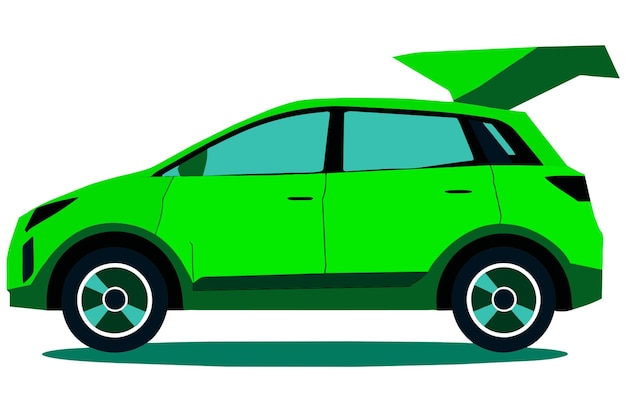 Vector green electric vehicle vector illustration