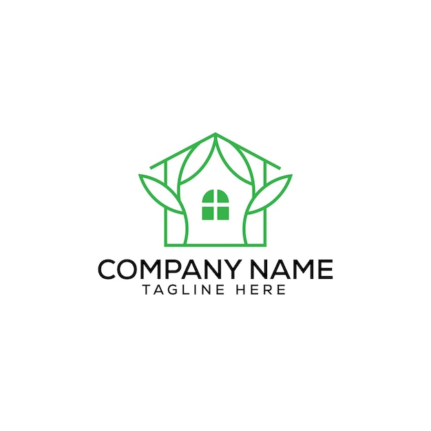 Green elegant leaf house logo