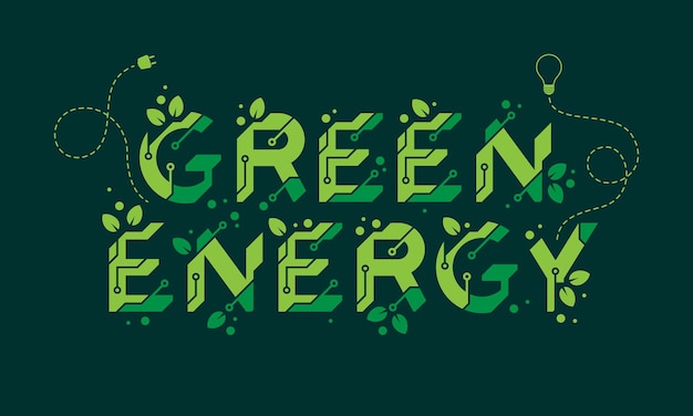 Green energy creative text design