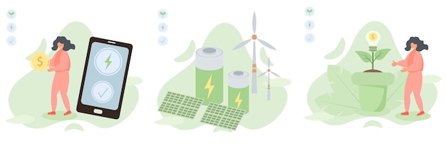 green energy and eco friendly transportation. Renewable energy concept. Vector illustration.