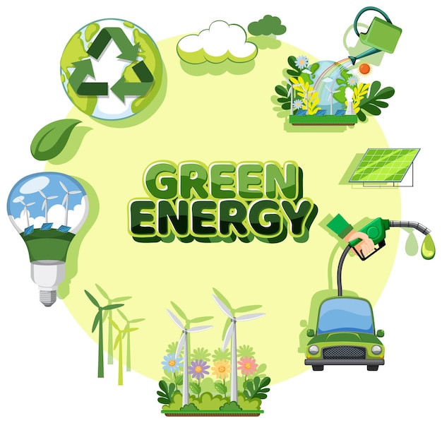 Green energy logo banner vector