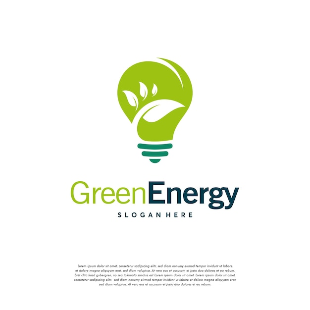 Green Energy logo, Nature Idea logo, leaf and Bulb logo symbol, Growing Inspiration logo concept