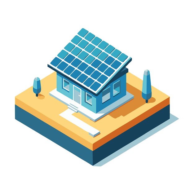 green energy solar panel flat vector design in isometric style