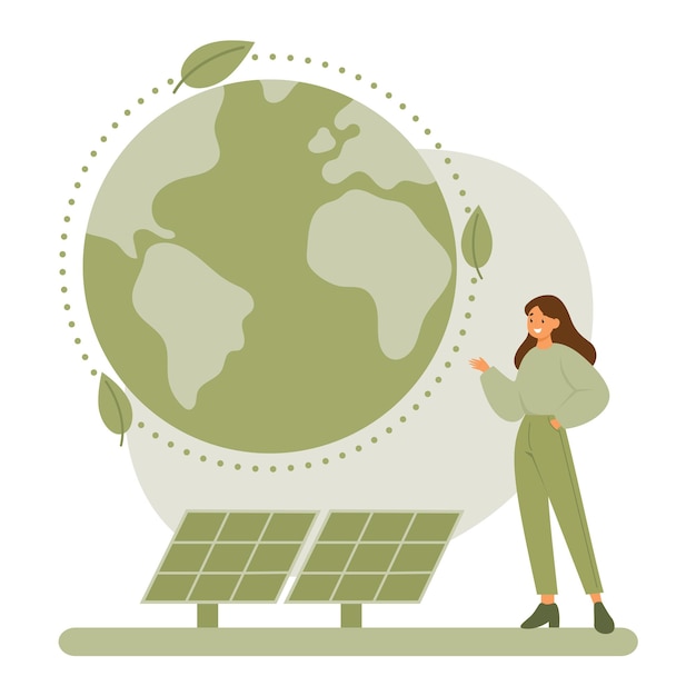 Green energySave the earth concept Solar energy panels Vector illustrationxD