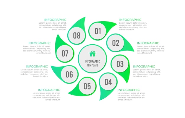 Green environment infographic process element and minimal presentation design