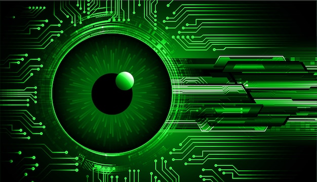 Green eye cyber circuit future technology concept background