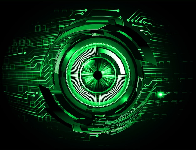 Green eye cyber circuit future technology concept background