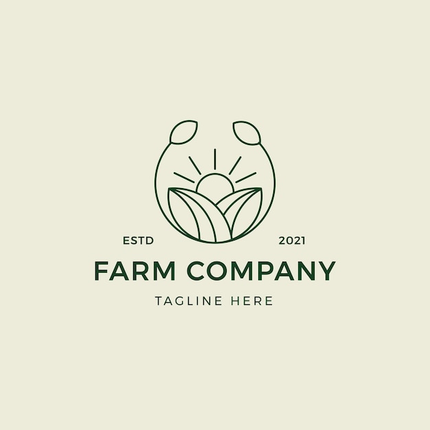 Green Farm Monoline Logo Template