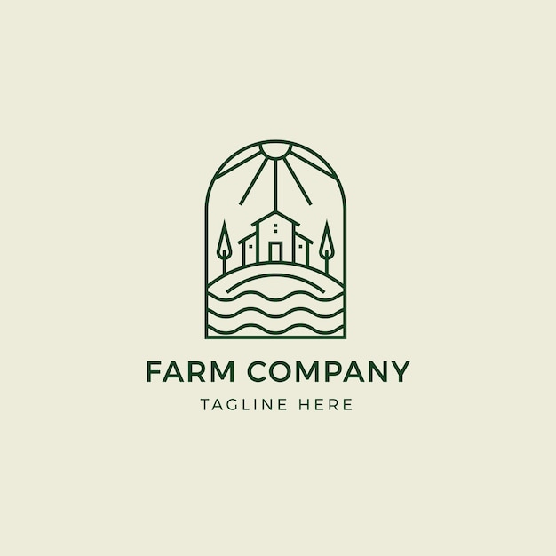 Green Farm Monoline Logo Template