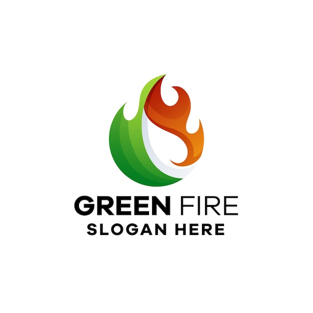 Green Fire Gradient Colorful Logo Template