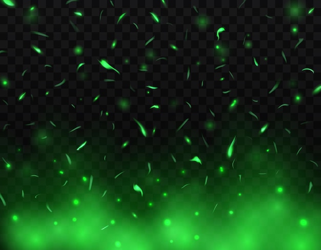 Green fire sparks realistic overlay effect