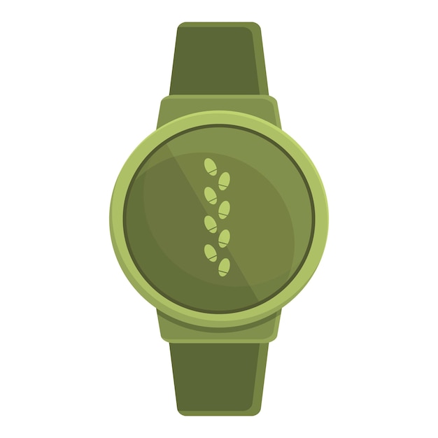 Vector green fitness watch icon cartoon vector sport app smart tracker