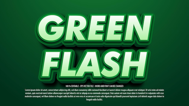 Green flash 3d style text effect