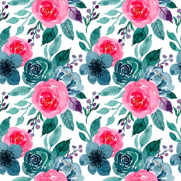 green floral watercolor seamless pattern