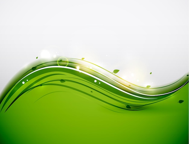 Green floral wave abstract background