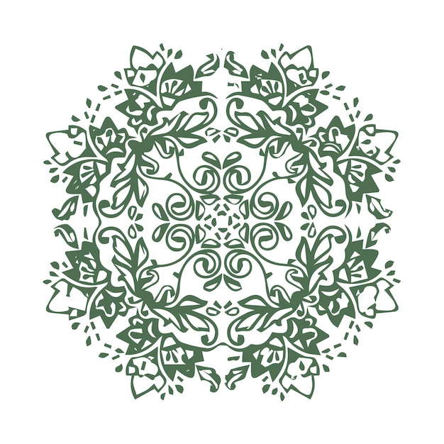 a green flower design is shown in the center of a circle