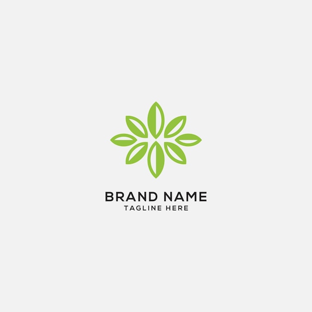 Green flower logo icon design template flat vector