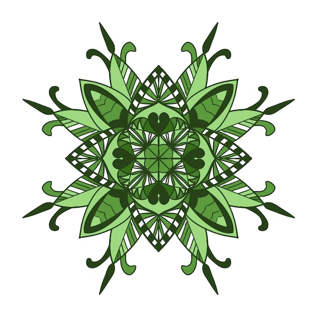 Green flower mandala floral yoga indian element decoration style.