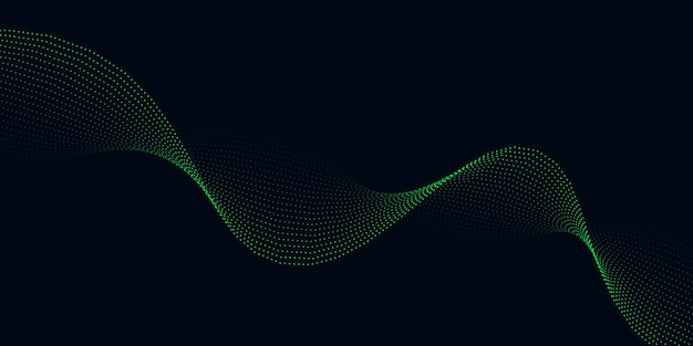 Green flowing particles abstract background design, dark background with Green flowing particles