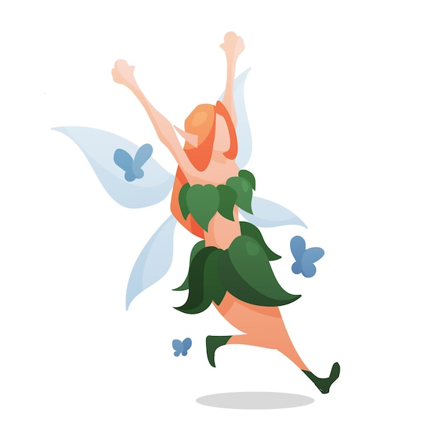 Green forest fairy cartoon fairy tale character