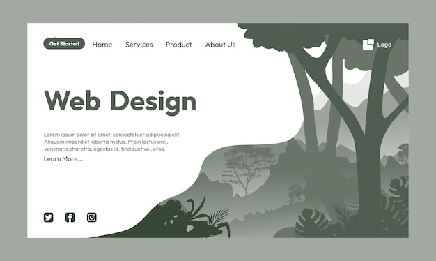 green forest vector illustration for landing page