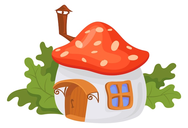 Green forest village building Cartoon fairy mushroom house