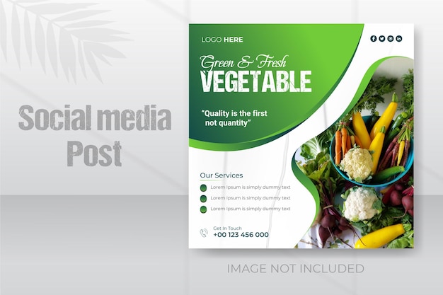 Green and fresh vegetable social media post template design