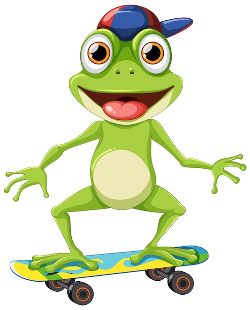 Green Frog Playing Skateboard