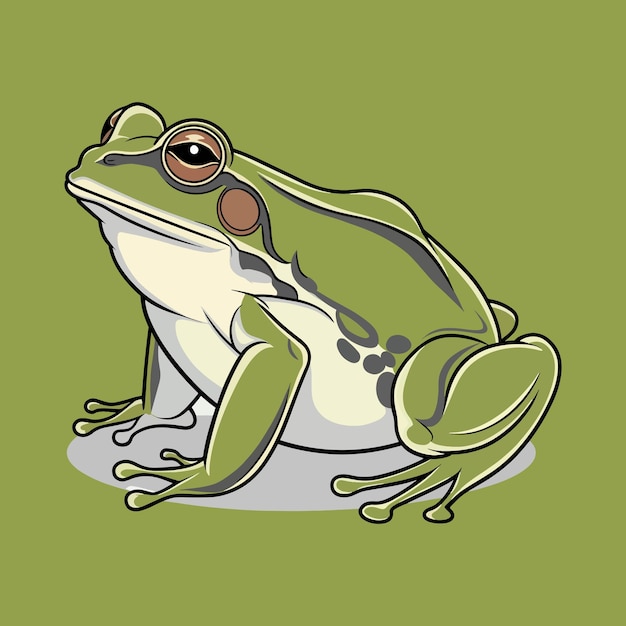 green frog on white background