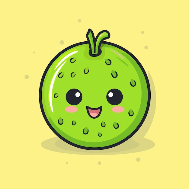 A green fruit with a smile on it