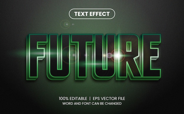 Green future metallic glow editable text effect template