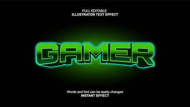 Green Gamer Glow Text Effect Editable