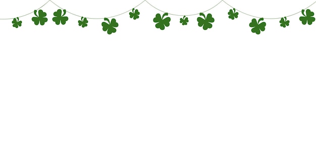 green garland with shamrocks and cloverleaves St Patricks Day bunting pennants with clover symbol