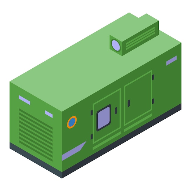 Vector green generator icon isometric vector power energy gas engine