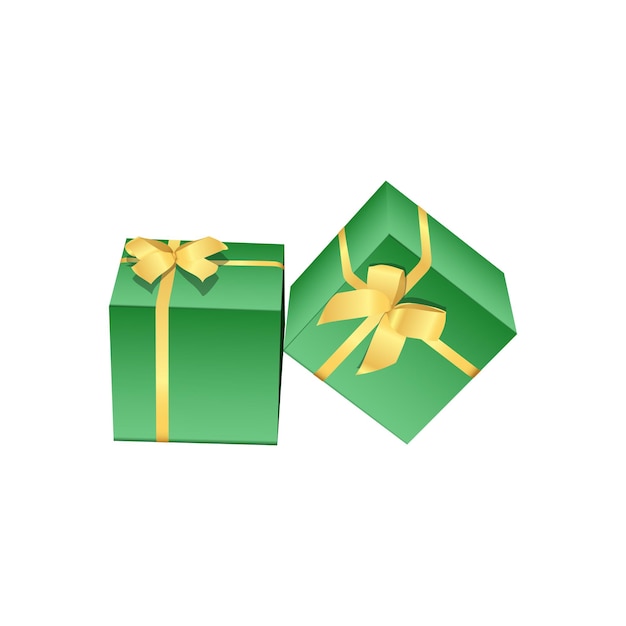 Green Gift Box with Ribbon - Gift Box vector illustration