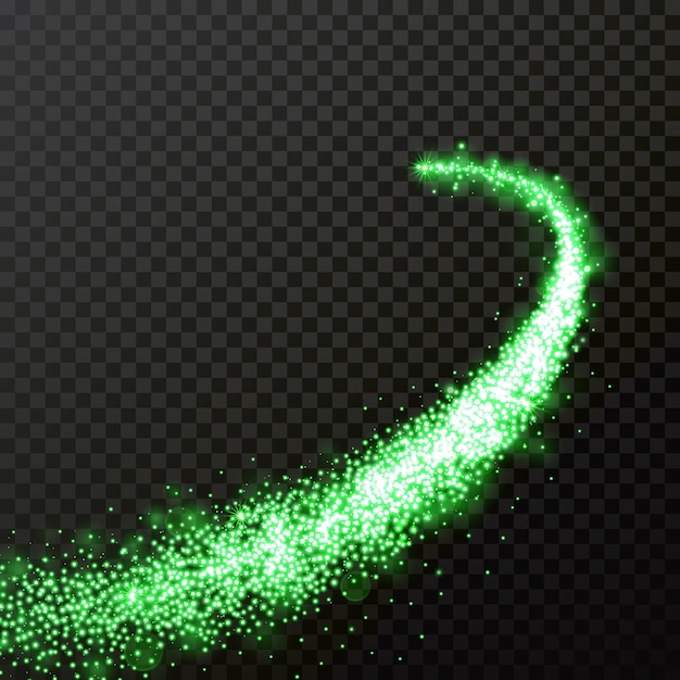 Green glitter wave vector sparkle particles trail