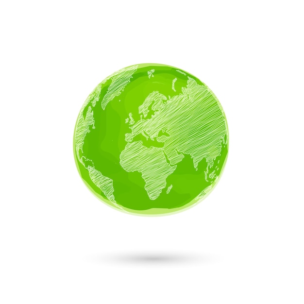 Green globe white background