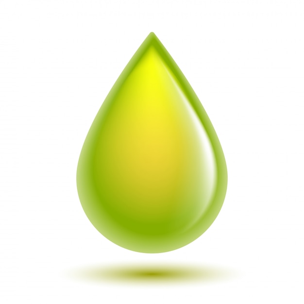 Green glossy drop isolated on white.  of biodiesel droplet, petrol, oil, natural liquids symbol. Biofuel concept