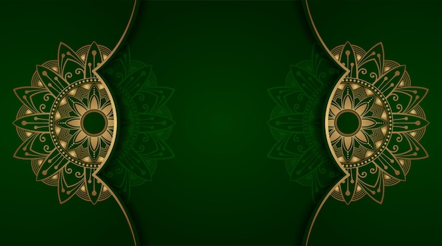 Green and gold luxury mandala background